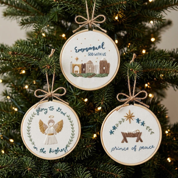 ellyandgrace Embroidery Kit Glory to God Christmas Ornament Embroidery Kit