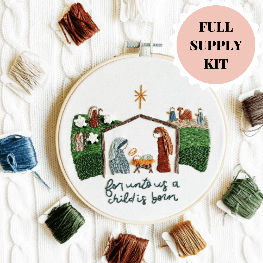 ellyandgrace Embroidery Kit Jesus is Born Embroidery Kit