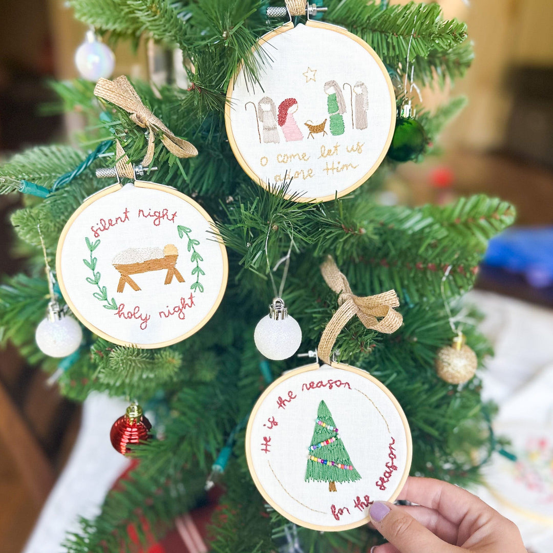 ellyandgrace Embroidery Kit Silent Night Christmas Ornament Embroidery Kit