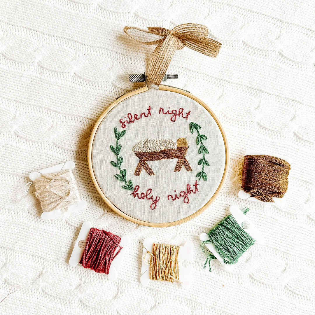 ellyandgrace Embroidery Kit Silent Night Christmas Ornament Embroidery Kit