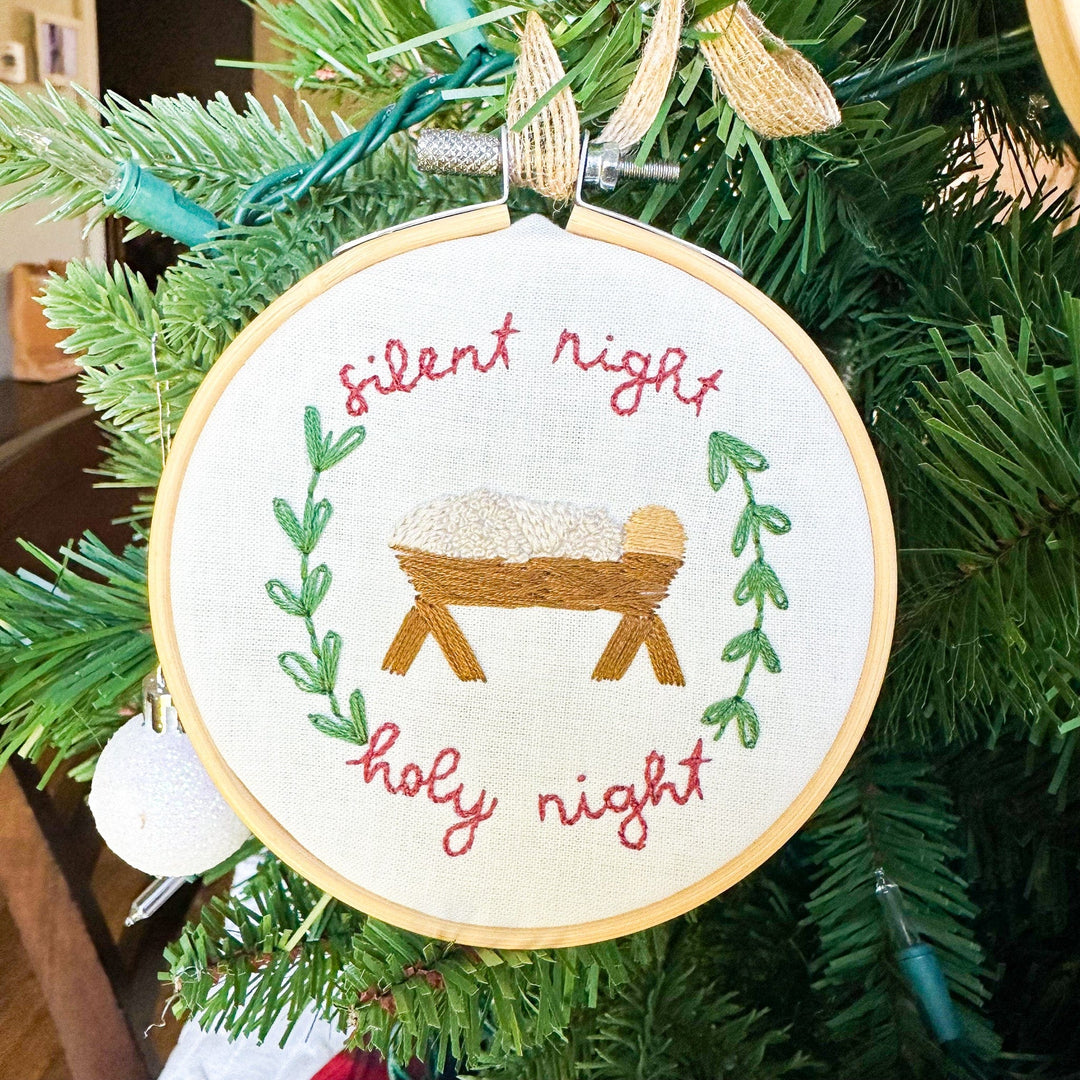 ellyandgrace Embroidery Kit Silent Night Christmas Ornament Embroidery Kit