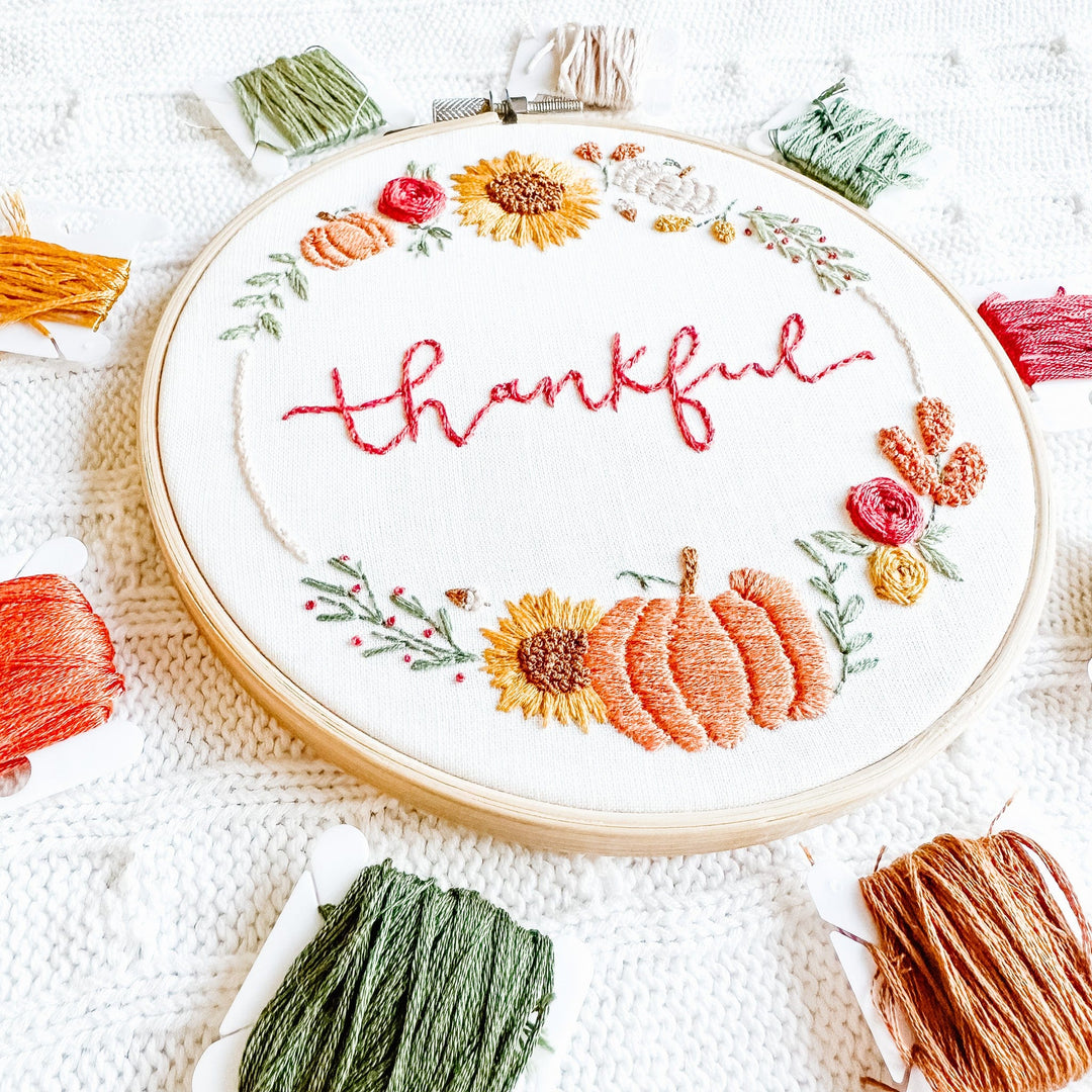 ellyandgrace Embroidery Kit Thankful Wreath Embroidery Kit