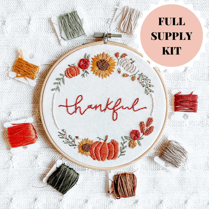ellyandgrace Embroidery Kit Thankful Wreath Embroidery Kit