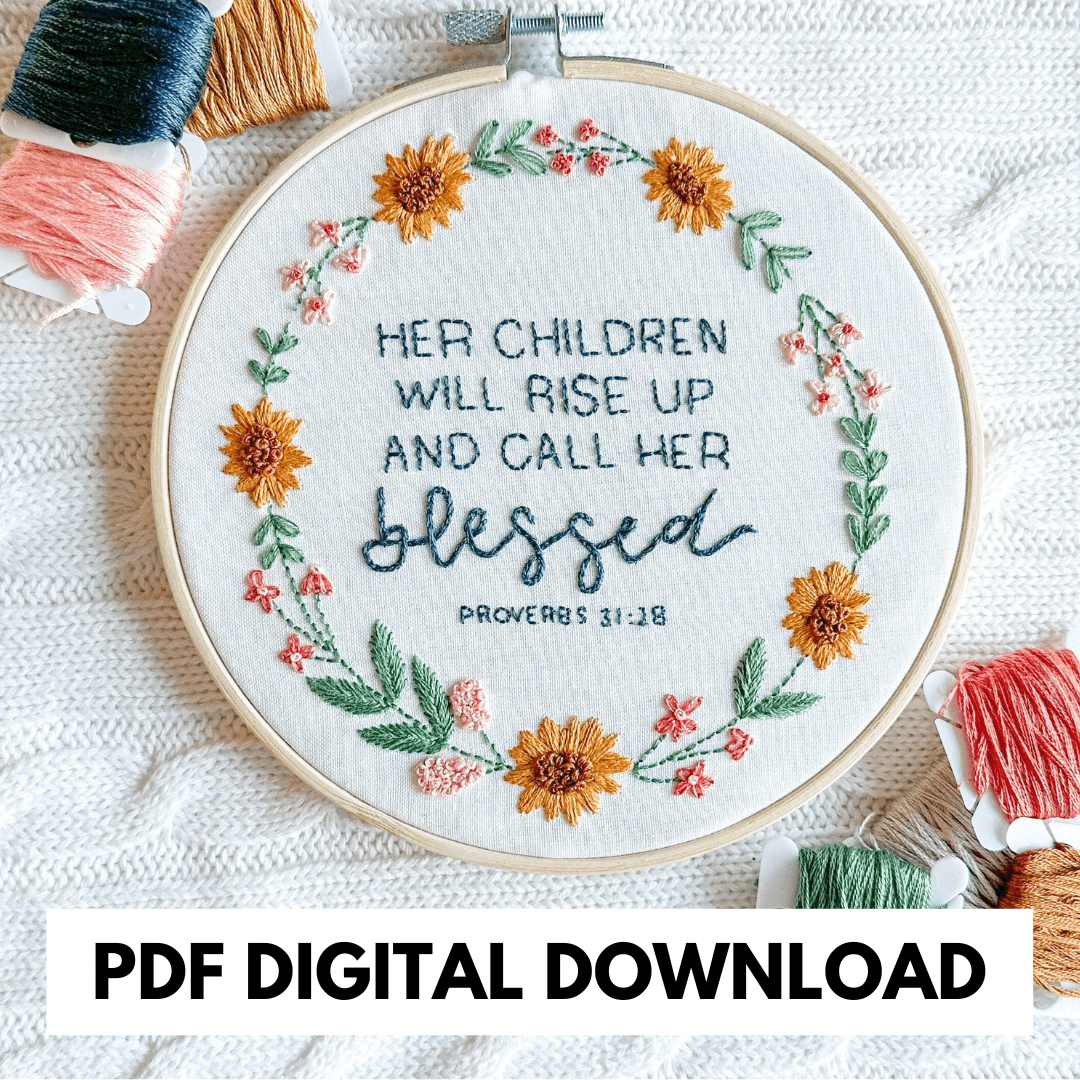 ellyandgrace PDF Download Her Children Will Rise Up Embroidery Instructions: PDF Digital Download