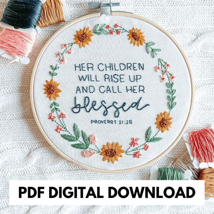 ellyandgrace PDF Download Her Children Will Rise Up Embroidery Instructions: PDF Digital Download