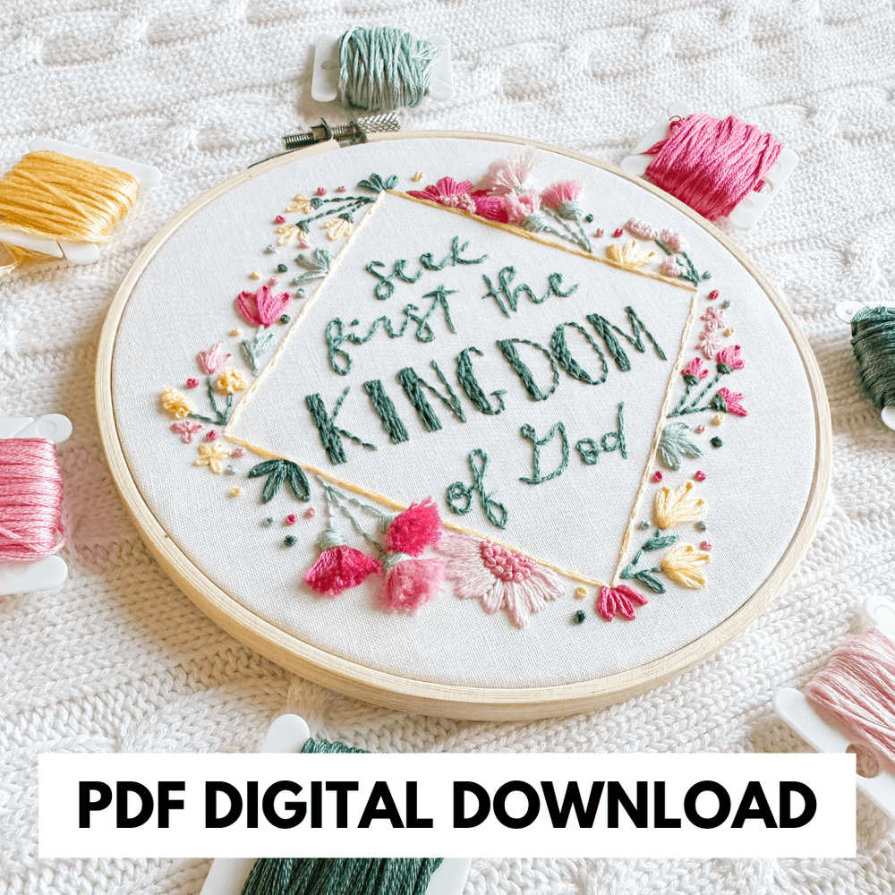 ellyandgrace PDF Download Seek First the Kingdom Embroidery Instructions: PDF Digital Download