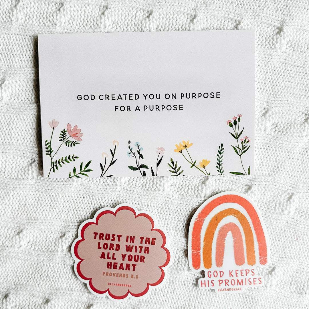 ellyandgrace Postcards God Created You on Purpose for a Purpose Postcard Pack