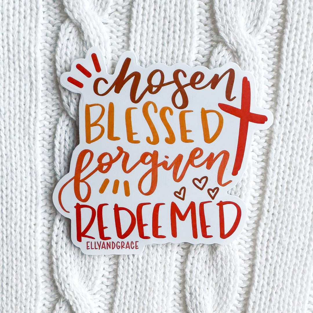 ellyandgrace Single Sticker Chosen Blessed Forgiven Redeemed Sticker