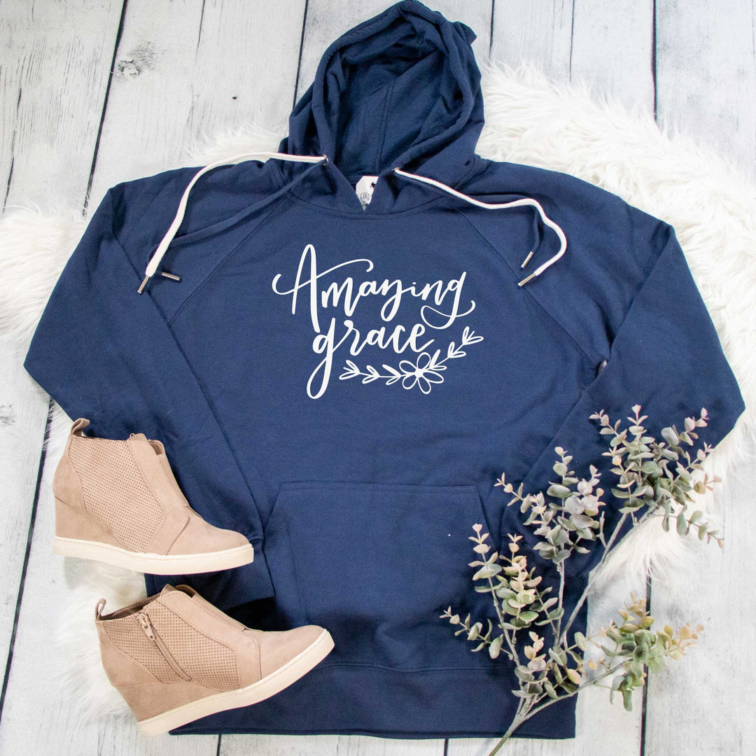 ellyandgrace SS1000 Ladies Small / Indigo Amazing Grace Lightweight Terry Hoodie
