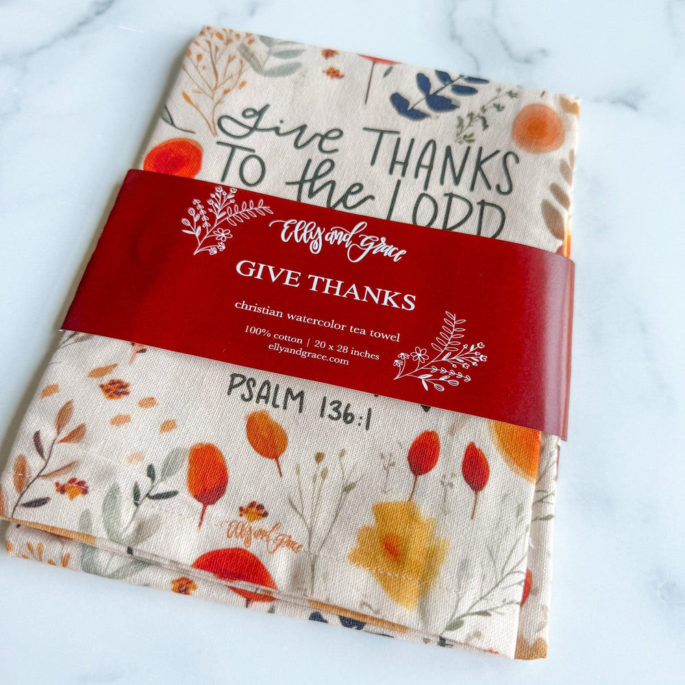 ellyandgrace Tea Towel Give Thanks Tea Towel