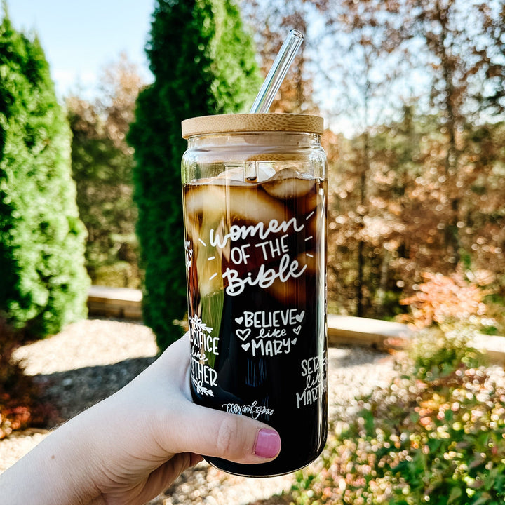 ellyandgrace Tumbler 20oz Women of the Bible Inspirational Glass Tumbler