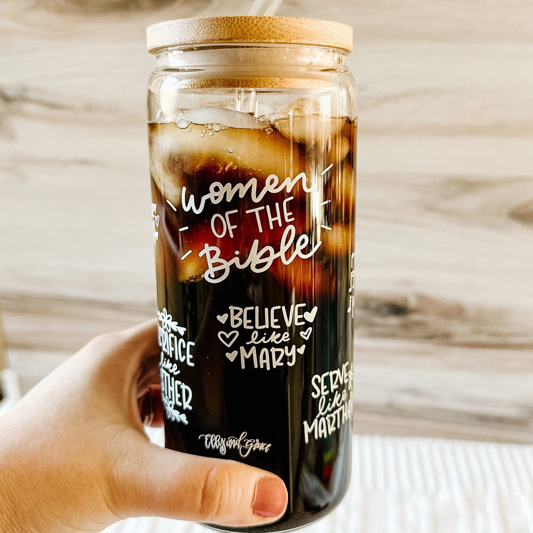 ellyandgrace Tumbler 20oz Women of the Bible Inspirational Glass Tumbler