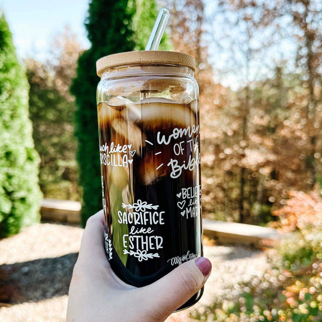 ellyandgrace Tumbler 20oz Women of the Bible Inspirational Glass Tumbler
