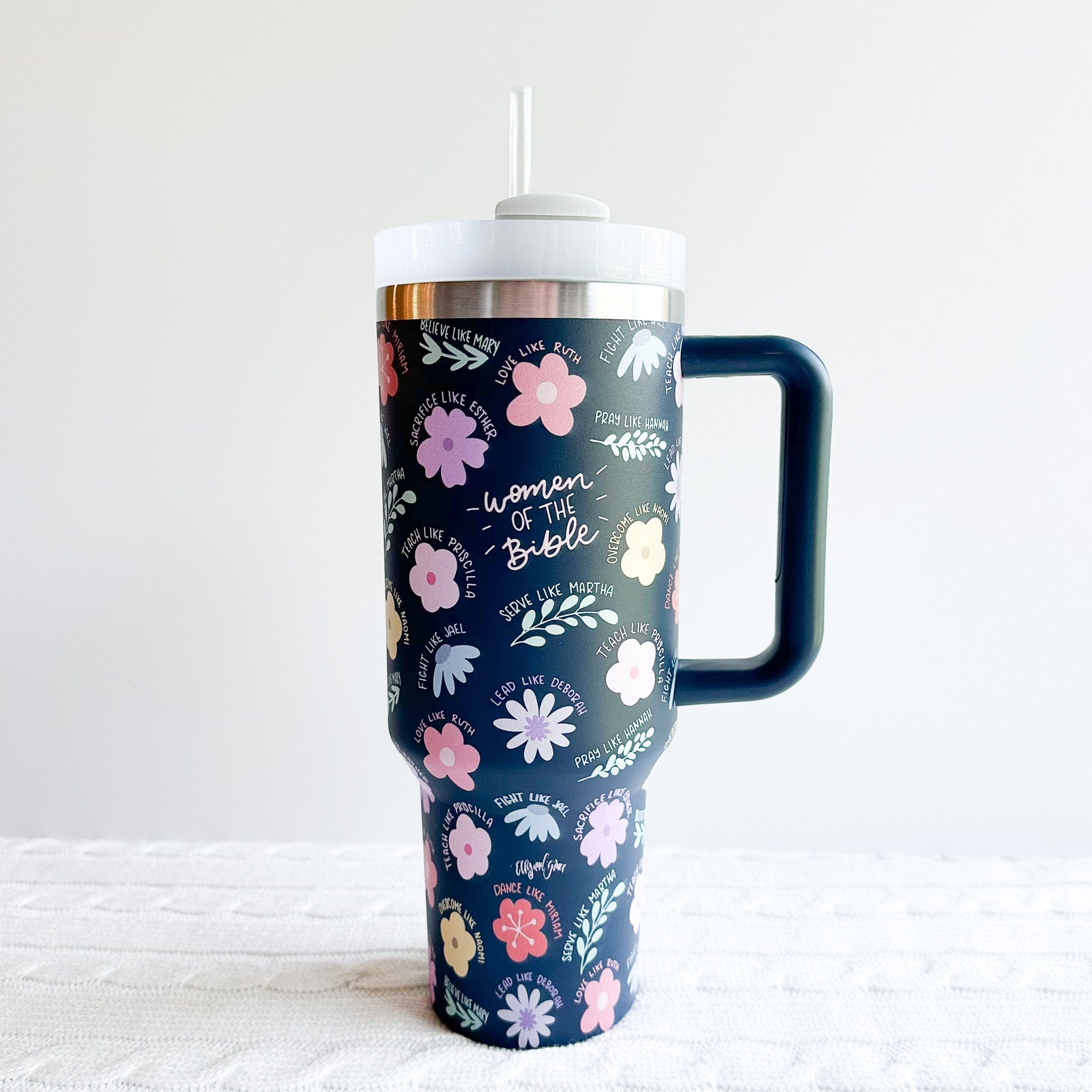Bolaz 40oz Tumbler With Handle & Straw - Vacuum Insulated Stainless Steel Sunflower Design, Great As A Mothers Day Gift