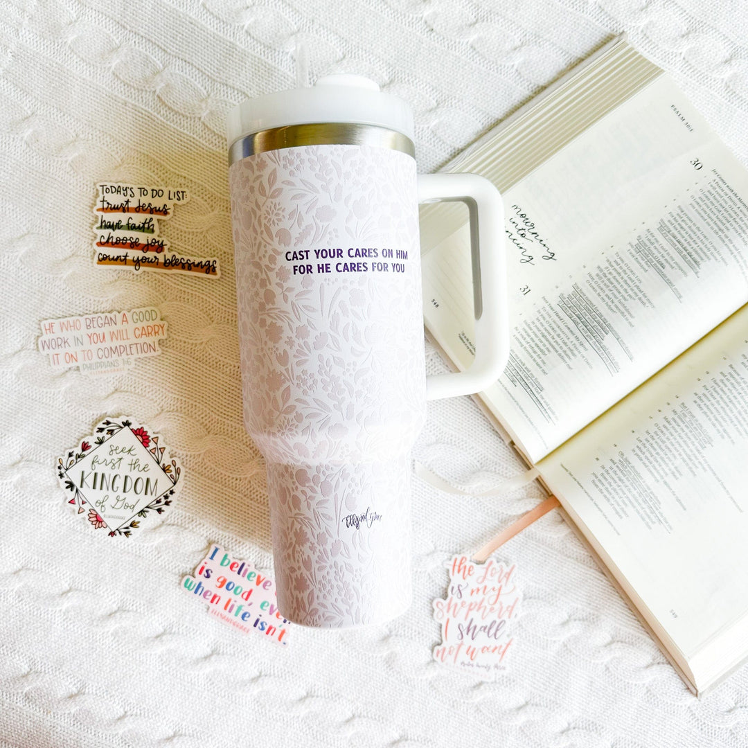 ellyandgrace Christian Tumbler Stainless Steel 40oz Insulated Tumbler Bundle