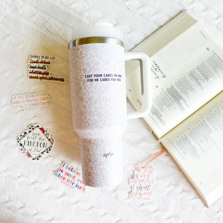 ellyandgrace Christian Tumbler Stainless Steel 40oz Insulated Tumbler Bundle