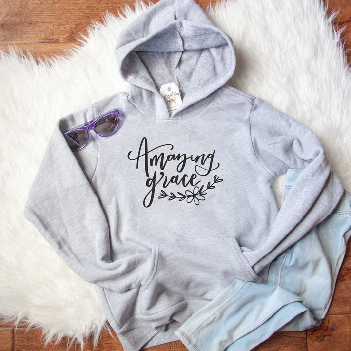 ellyandgrace YTH3719 Youth Small / Athletic Heather Amazing Grace Premium Kids Hoodie