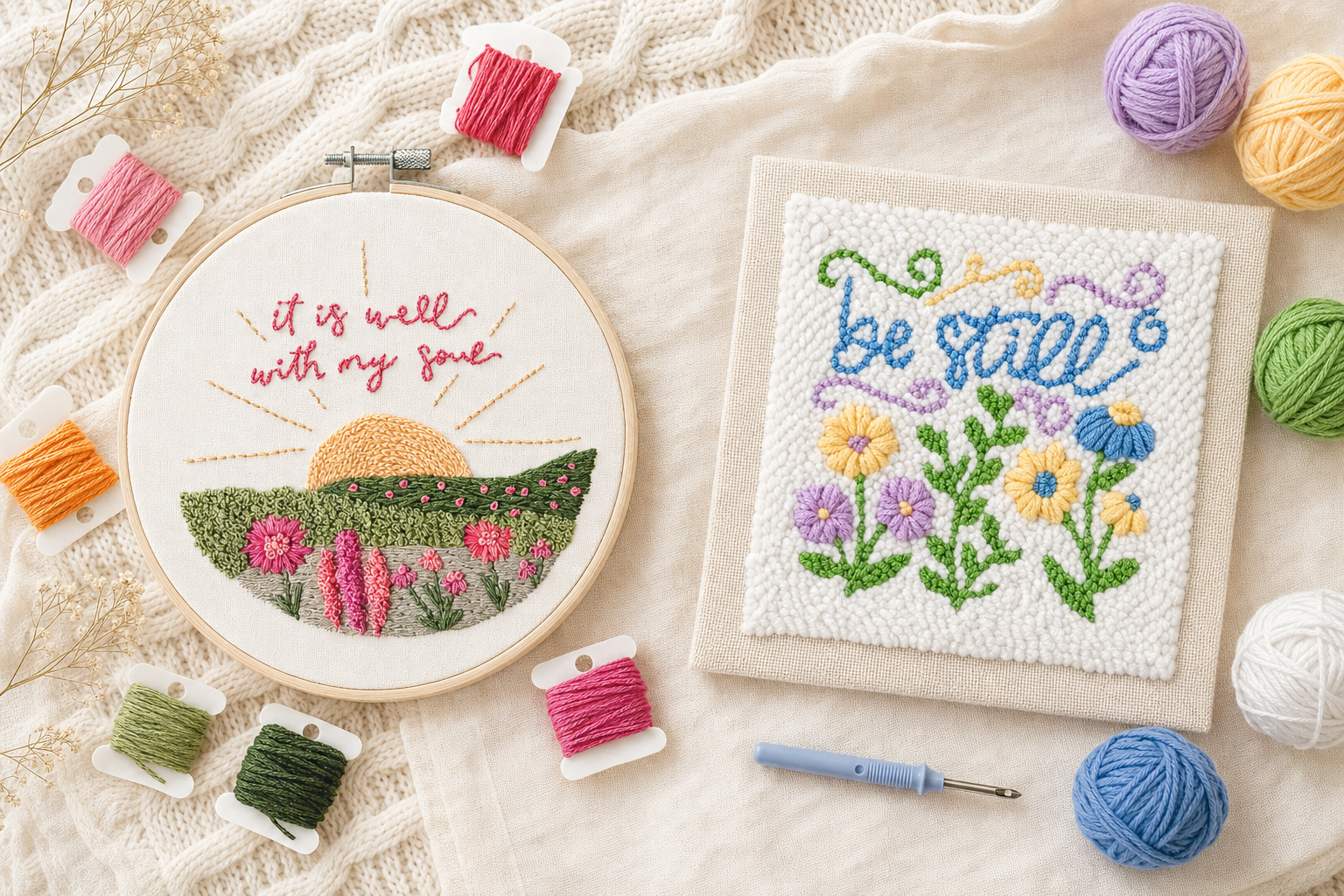 Embroidery vs. Punch Needle: Which Christian Craft Kit Is Right for You?