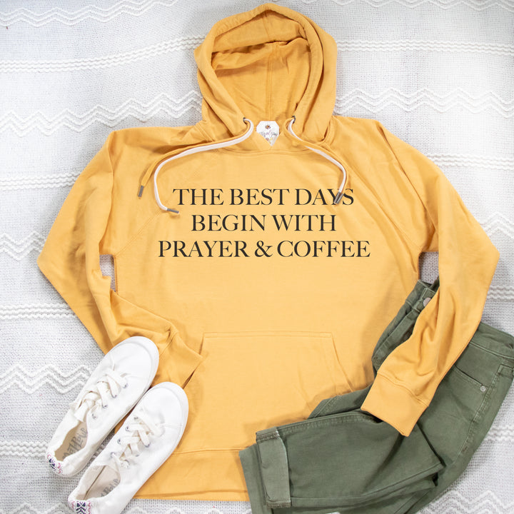 The Best Days Begin With Prayer And Coffee Lightweight Terry Hoodie