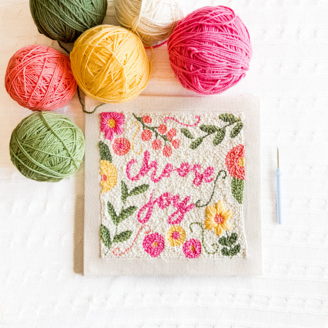 Elly and Grace 2-PC Choose Joy Embroidery &amp; Punch Needling Bundle
