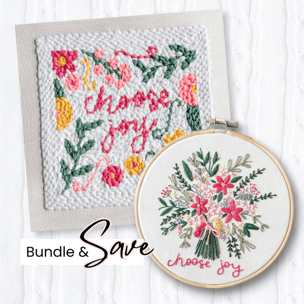 Elly and Grace 2-PC Choose Joy Embroidery & Punch Needling Bundle