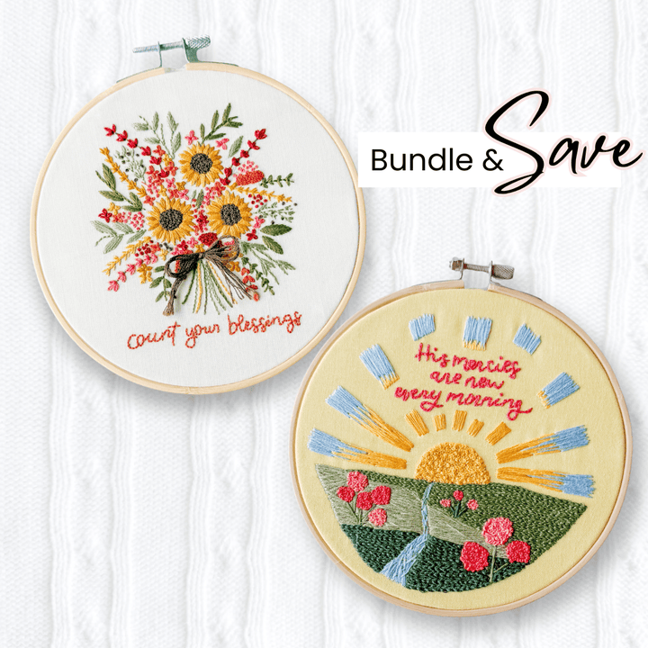 Elly and Grace 2-PC New Embroidery Kit Bundle: Count Your Blessings + His Mercies Are New Every Morning
