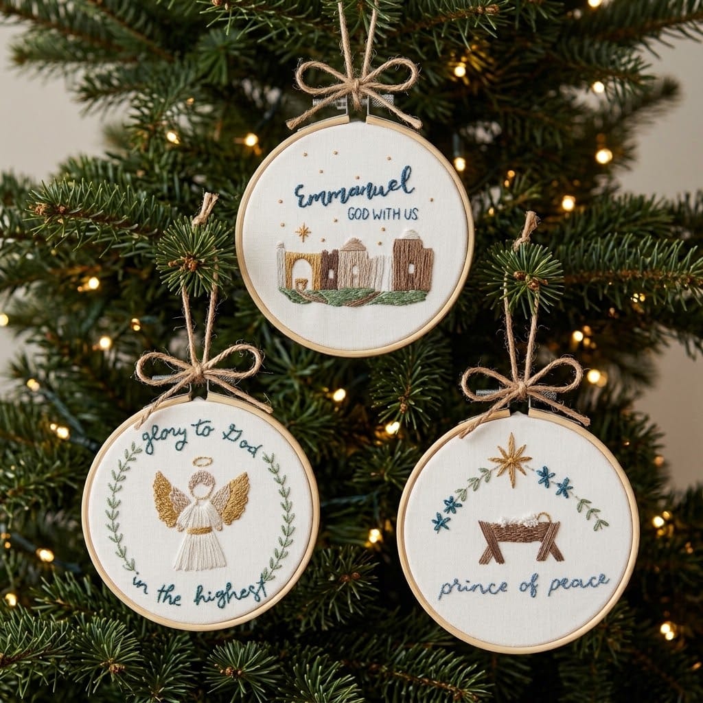 Elly and Grace Bundle 12-PC Christmas Ornament Embroidery Kit Bundle: Silent Night + Joy To The World + Glory To God + For Unto Us