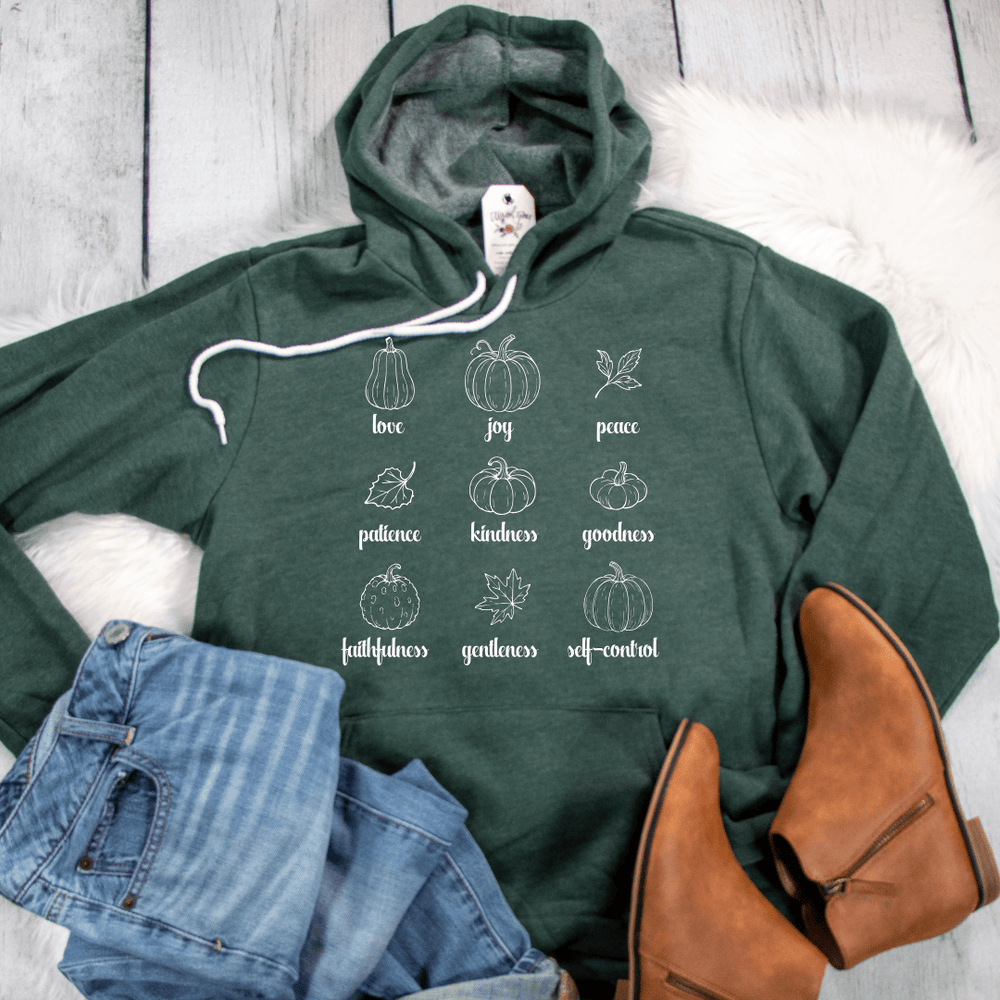 Elly and Grace Bundle 2-PC Fall Hoodie Bundle: Fall For Jesus Premium Fleece Hoodie + Fruit Of The Spirit Pumpkins Premium Fleece Hoodie