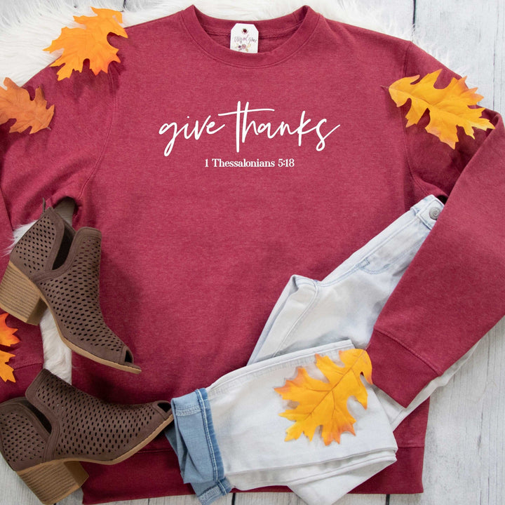 Elly and Grace Bundle 2-PC Fall Hoodie & Sweatshirt Bundle: Though The Seasons Change God's Love Remains Premium Fleece Hoodie + Give Thanks Classic Sweatshirt