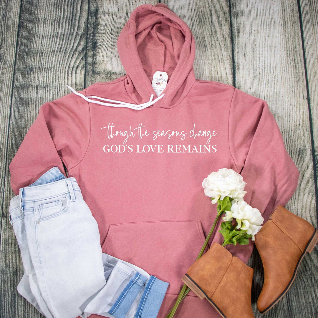 Elly and Grace Bundle 2-PC Fall Hoodie & Sweatshirt Bundle: Though The Seasons Change God's Love Remains Premium Fleece Hoodie + Give Thanks Classic Sweatshirt