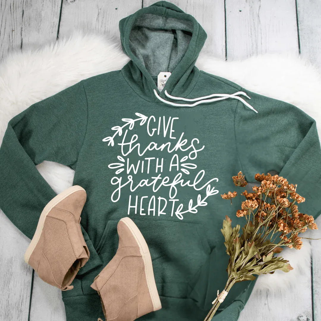 Elly and Grace Bundle 2-PC Fall Shirt & Hoodie Bundle: God Is Good All The Time Comfort Color Shirt + Give Thanks With A Grateful Heart Premium Fleece Hoodie