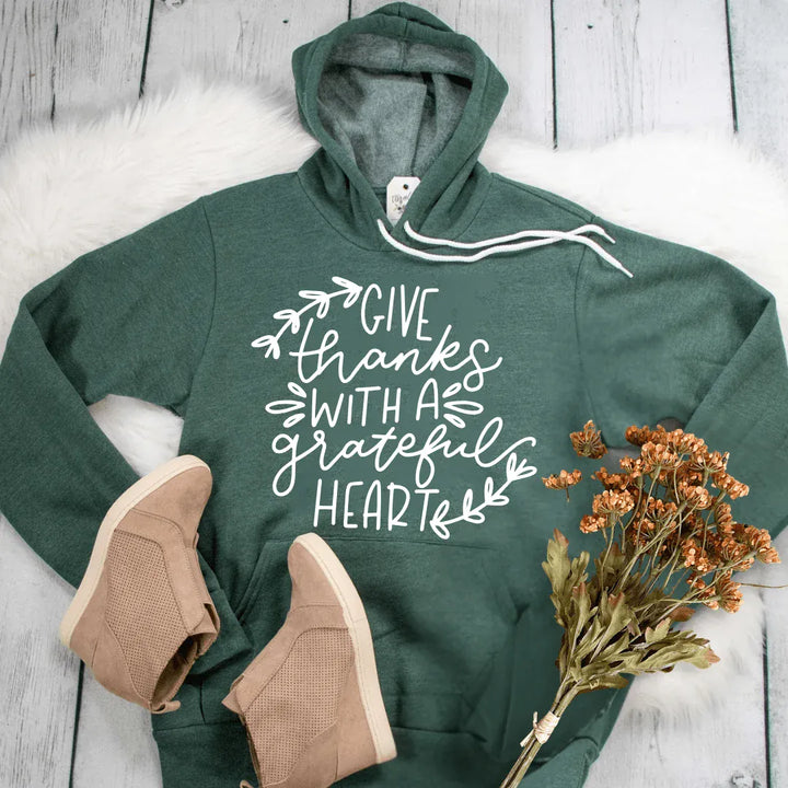 Elly and Grace Bundle 2-PC Fall Shirt & Hoodie Bundle: God Is Good All The Time Comfort Color Shirt + Give Thanks With A Grateful Heart Premium Fleece Hoodie