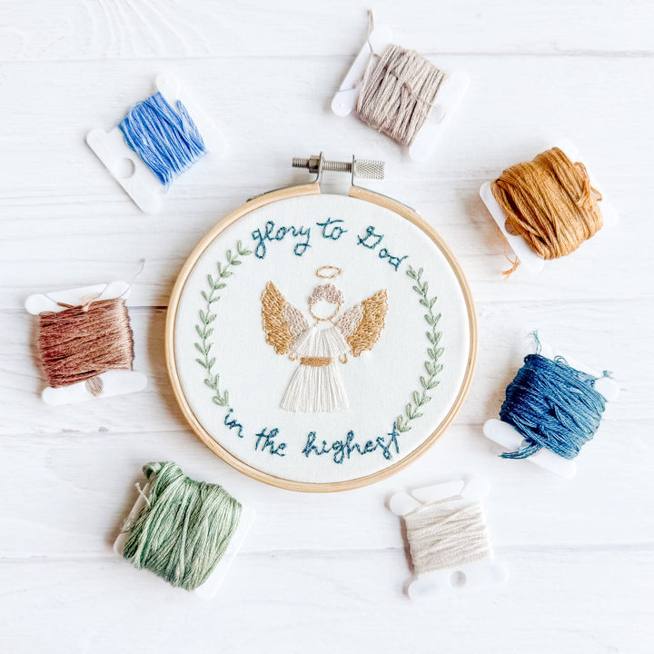 Elly and Grace Bundle 6-PC Christmas Ornament Embroidery Kit Bundle: For Unto Us + Glory To God Ornament Sets