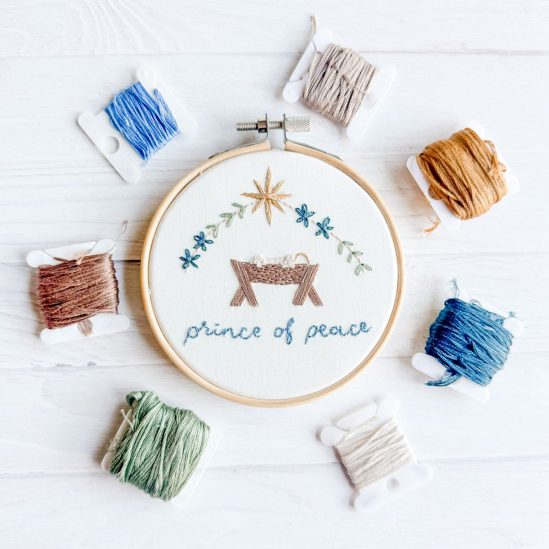 Elly and Grace Bundle 6-PC Christmas Ornament Embroidery Kit Bundle: For Unto Us + Glory To God Ornament Sets