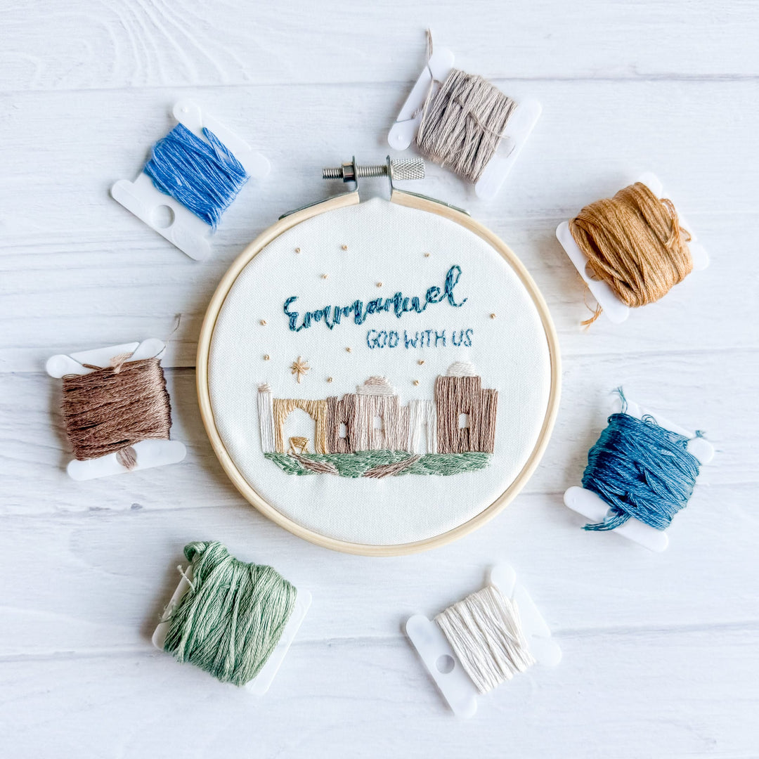Elly and Grace Bundle 6-PC Christmas Ornament Embroidery Kit Bundle: For Unto Us + Glory To God Ornament Sets