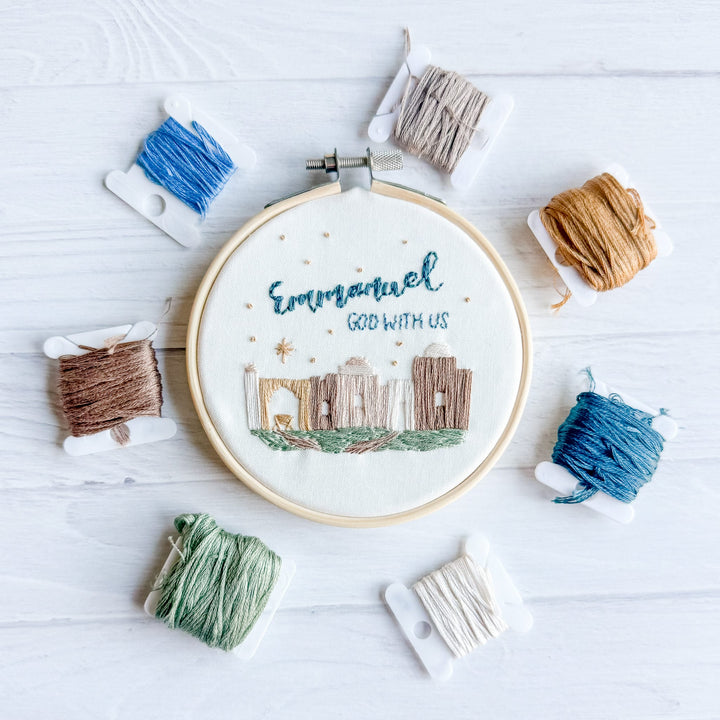 Elly and Grace Bundle 6-PC Christmas Ornament Embroidery Kit Bundle: For Unto Us + Glory To God Ornament Sets