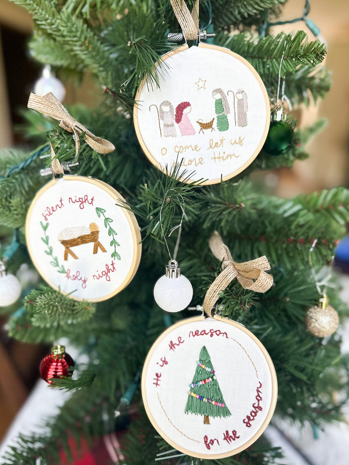 Elly and Grace Bundle 9-PC Christmas Ornament Embroidery Kit Bundle: Silent Night + Joy To The World + Glory To God