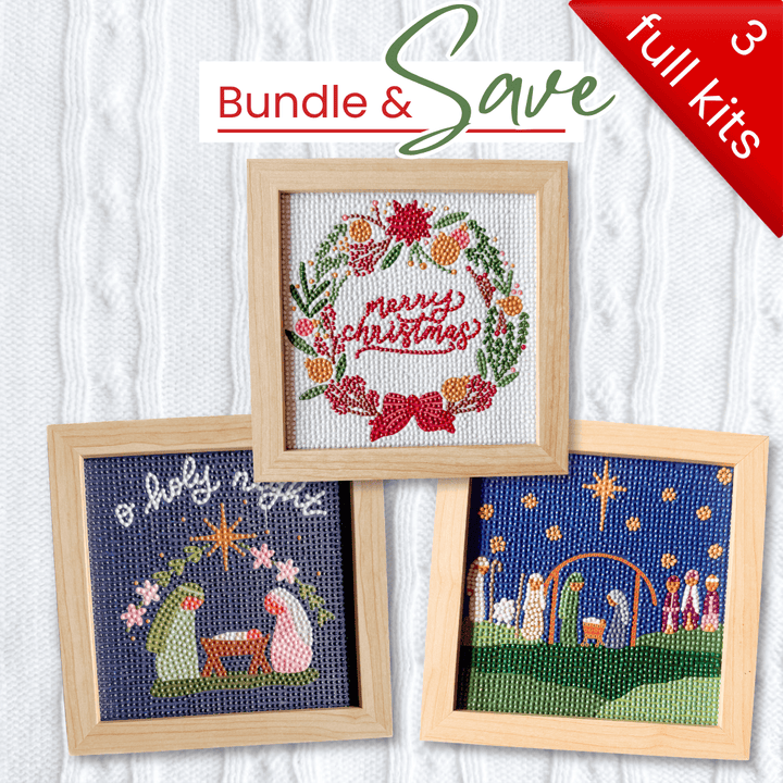 Elly and Grace Diamond Art Kit 3-PC Christmas Diamond Art Kit Bundle: Merry Christmas + O Holy Night + Christmas Story