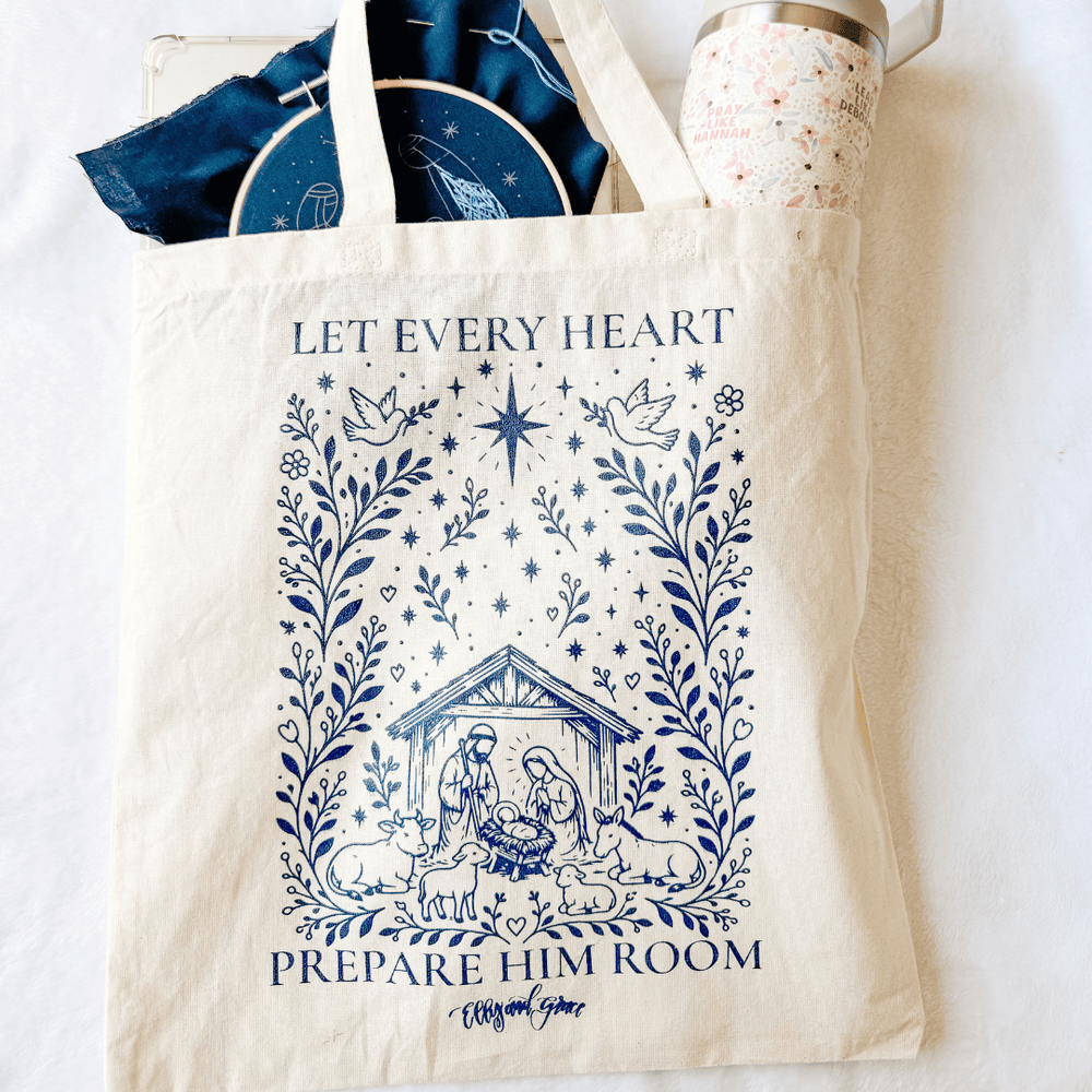 Elly and Grace Tote Let Every Heart Prepare Him Room Tote Bag