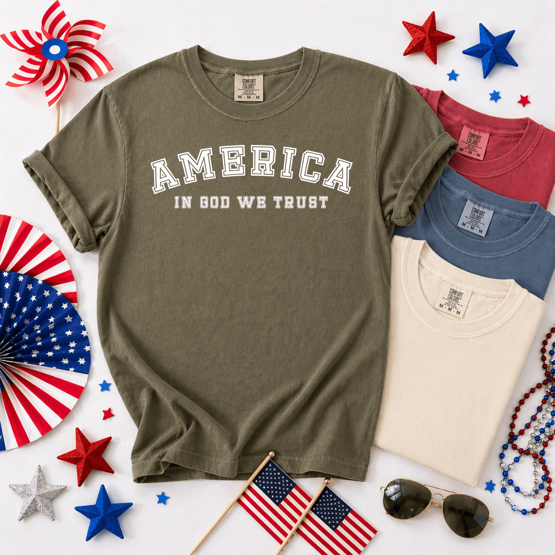 ellyandgrace 1717 America: In God We Trust Comfort Colors Unisex Shirt
