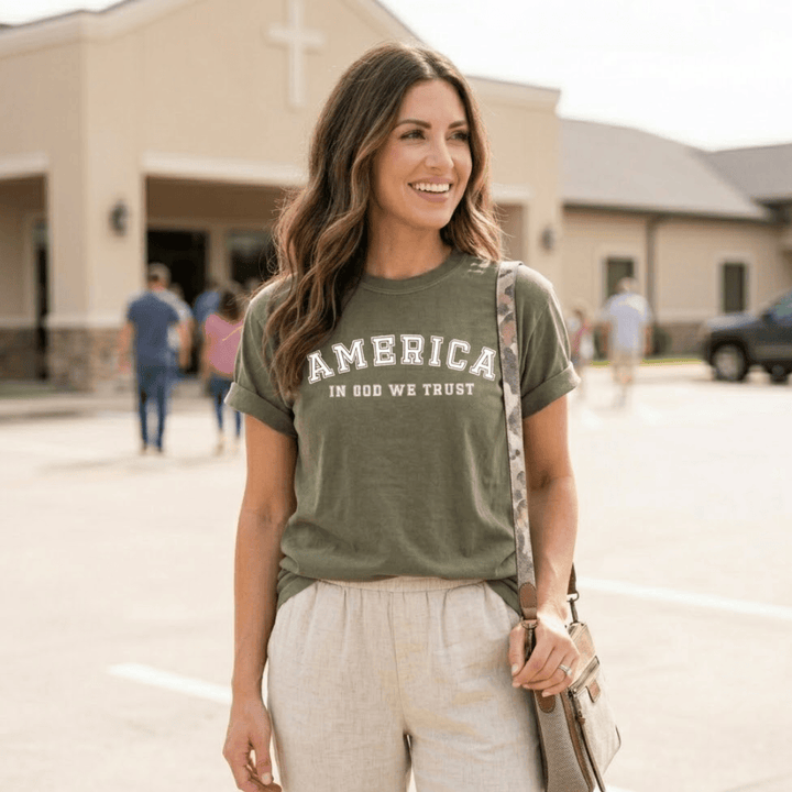 ellyandgrace 1717 America: In God We Trust Comfort Colors Unisex Shirt