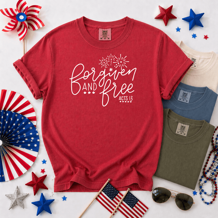 ellyandgrace 1717 Forgiven and Free Comfort Colors Unisex Shirt