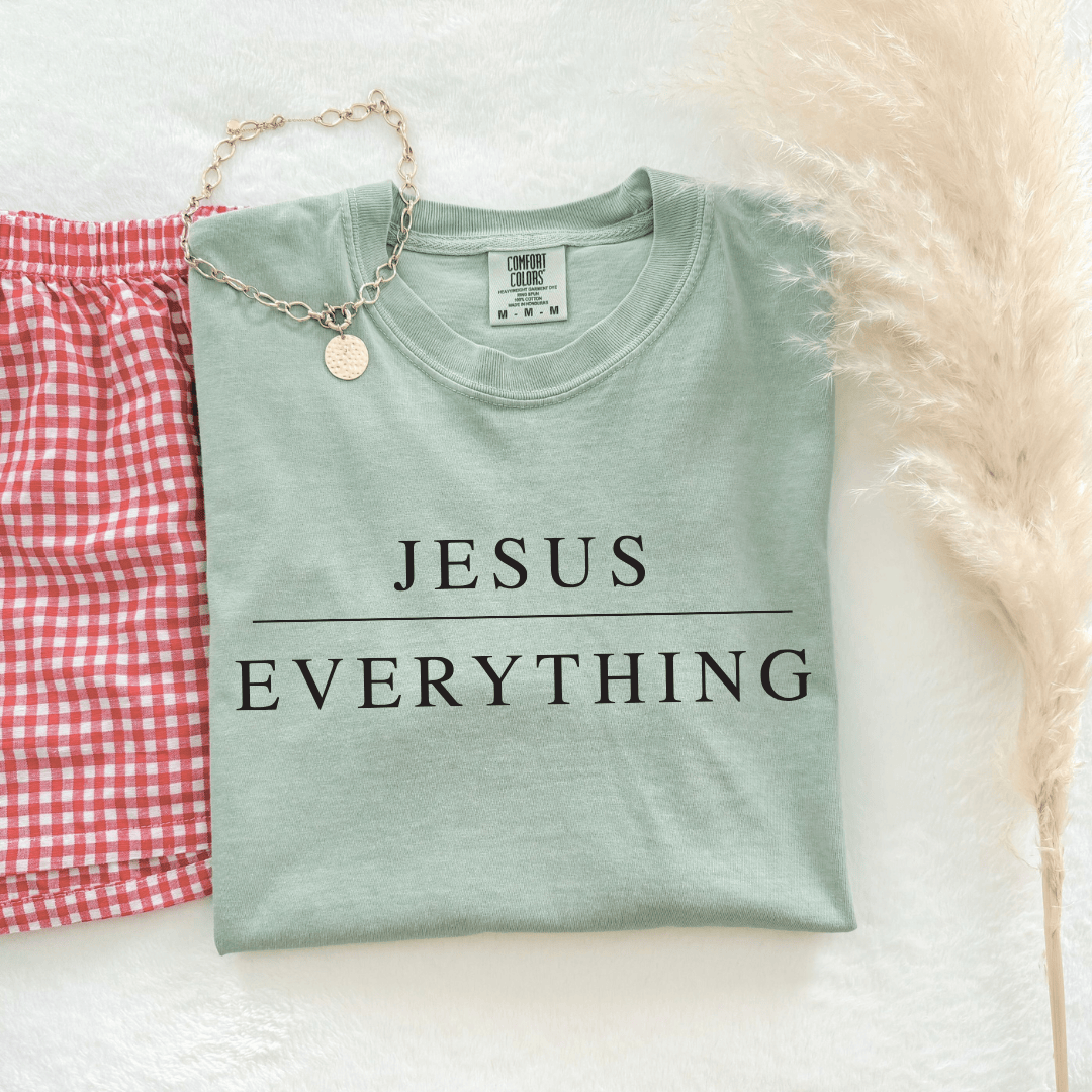 ellyandgrace 1717 Jesus Over Everything Comfort Colors Unisex Shirt