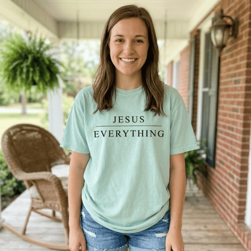 ellyandgrace 1717 Jesus Over Everything Comfort Colors Unisex Shirt