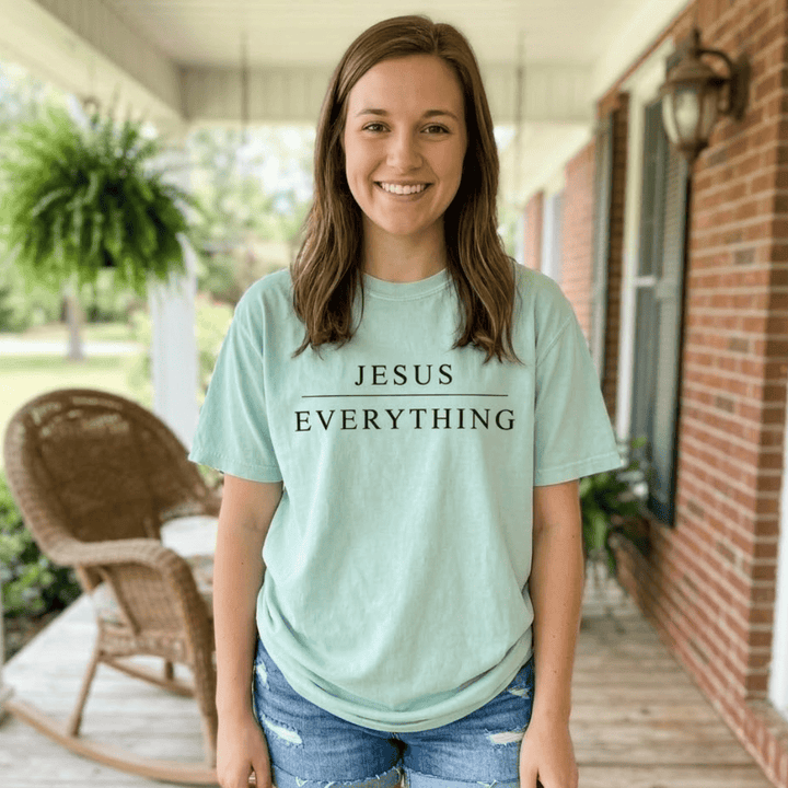 ellyandgrace 1717 Jesus Over Everything Comfort Colors Unisex Shirt