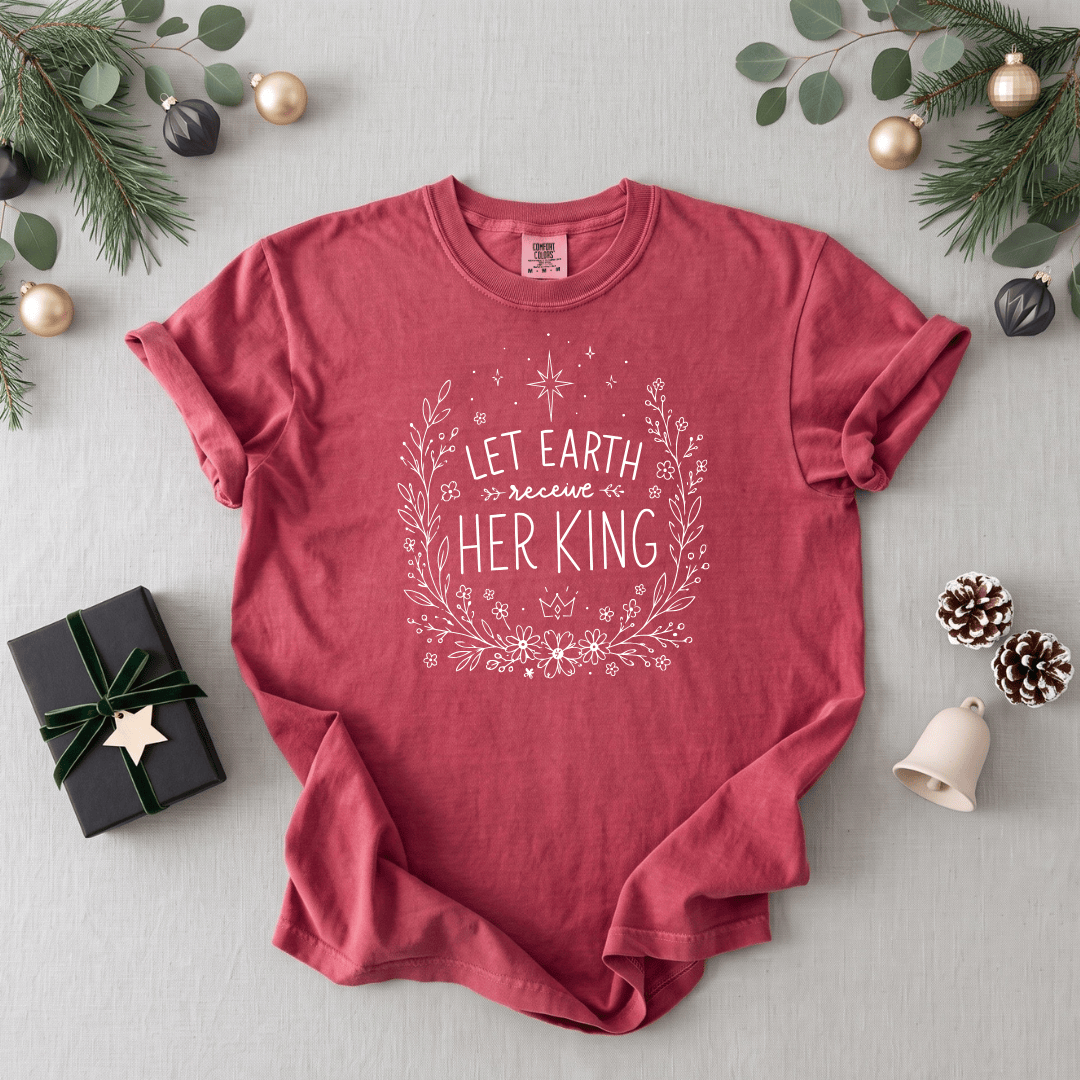ellyandgrace 1717 Let Earth Receive Her King Comfort Color Unisex Shirt