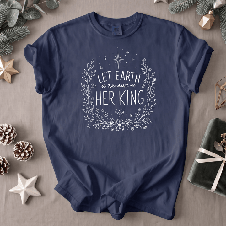 ellyandgrace 1717 Let Earth Receive Her King Comfort Color Unisex Shirt