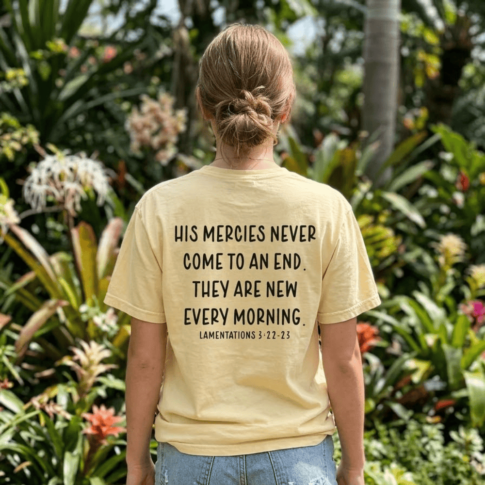 ellyandgrace 1717 New Mornings New Mercies Comfort Colors Unisex Shirt