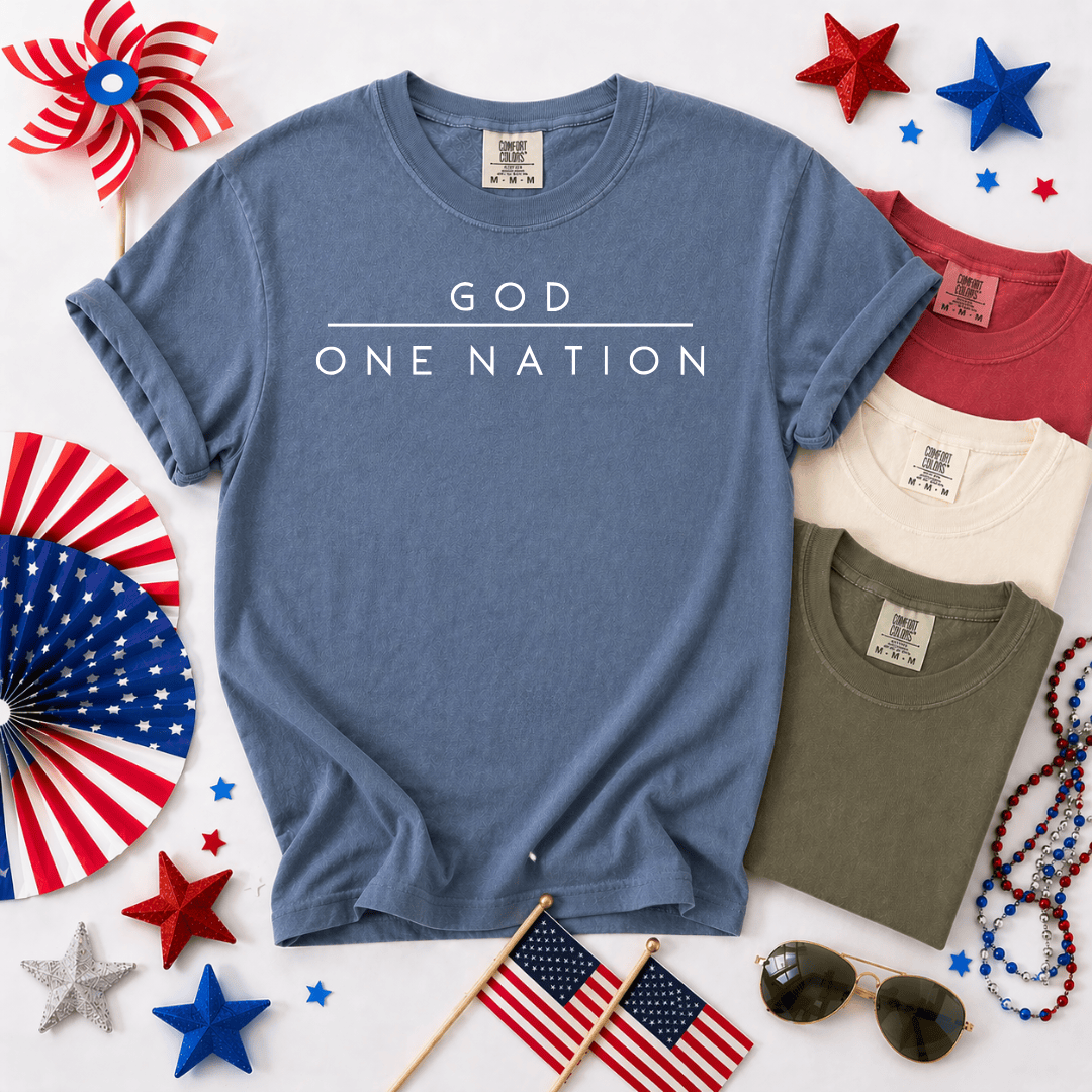 ellyandgrace 1717 One Nation Under God Comfort Colors Unisex Shirt