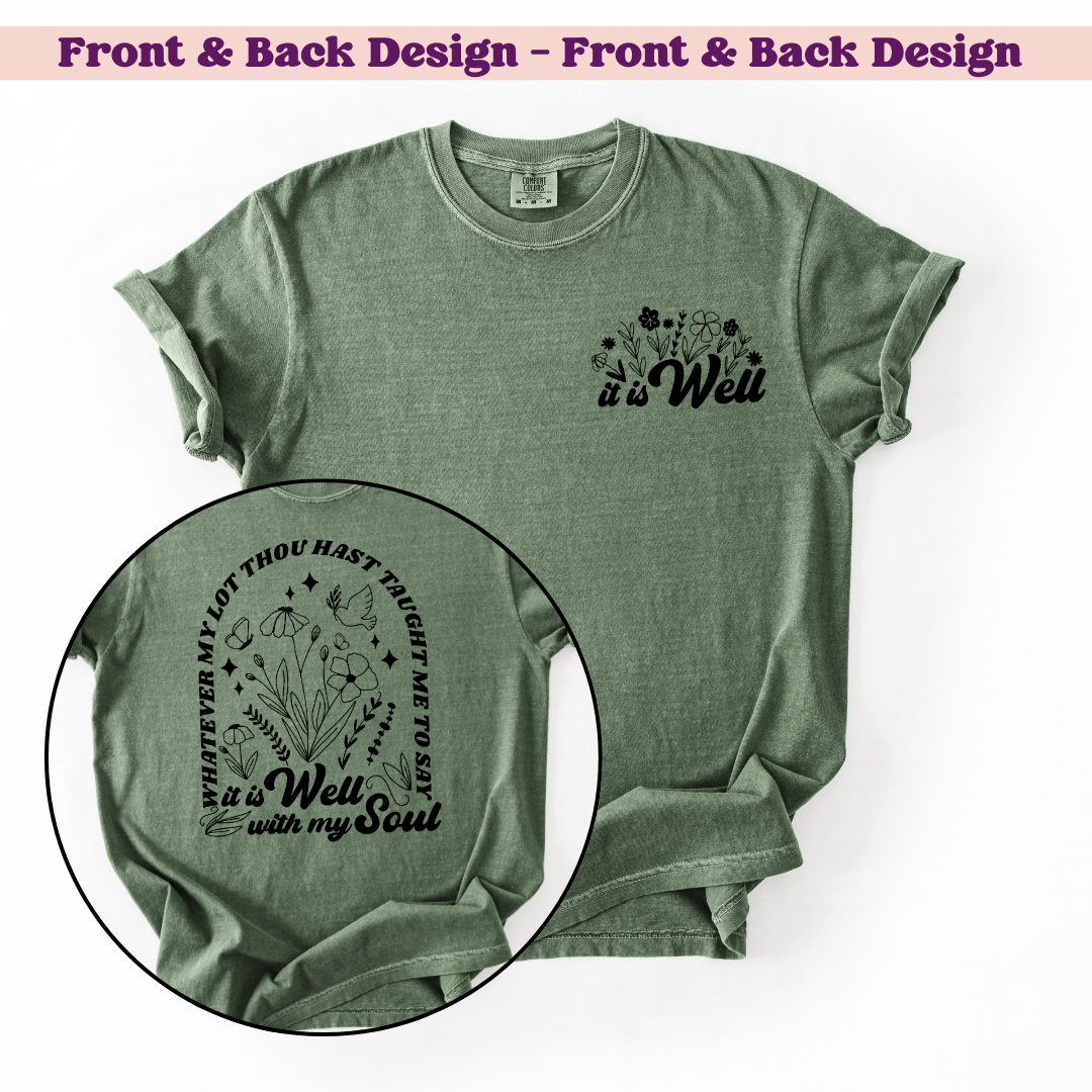 ellyandgrace 1717 Retro It Is Well Comfort Colors Unisex Shirt